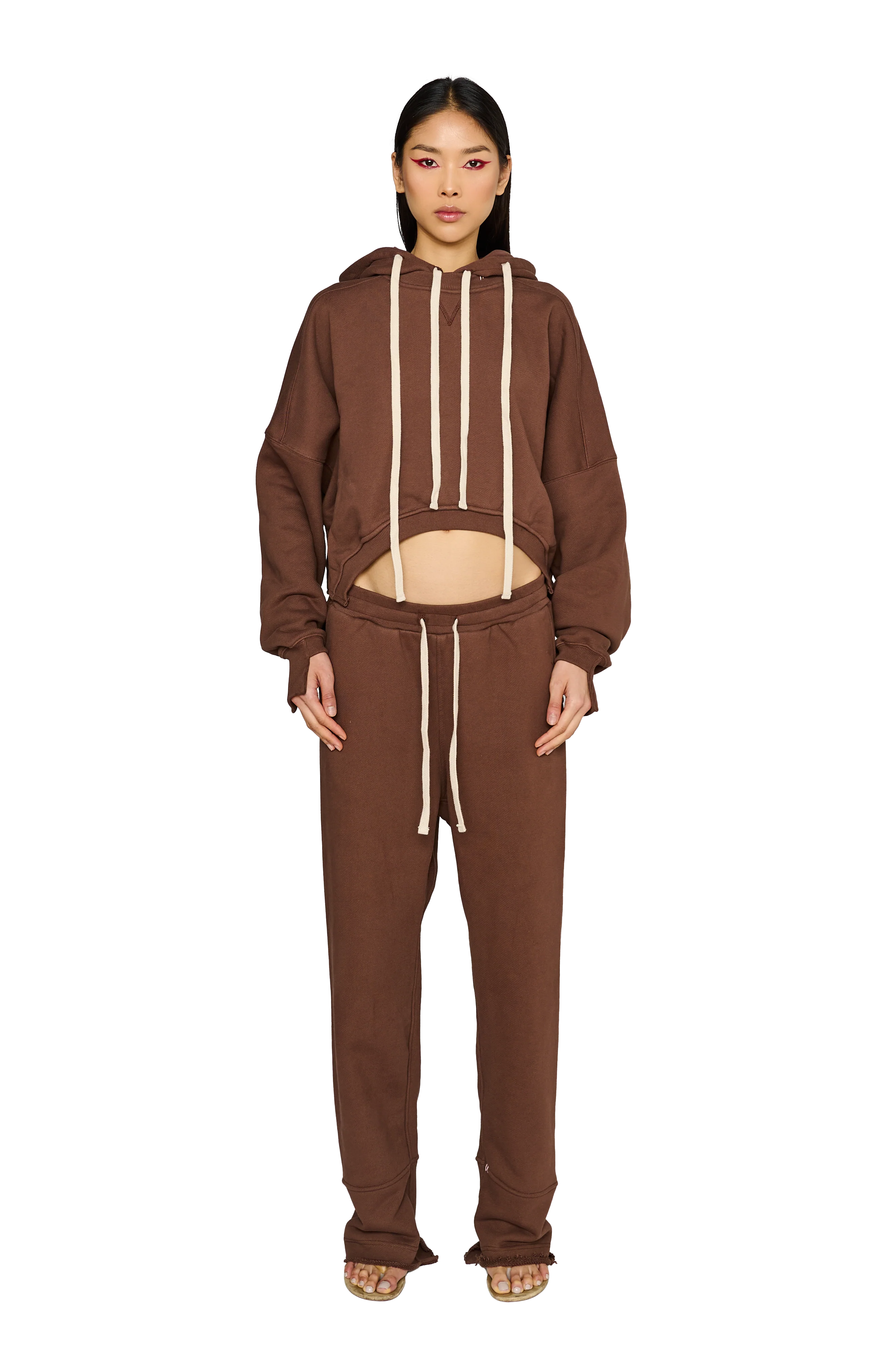 Asymmetric, Drop Crotch Tracksuit Bottoms - Teddy